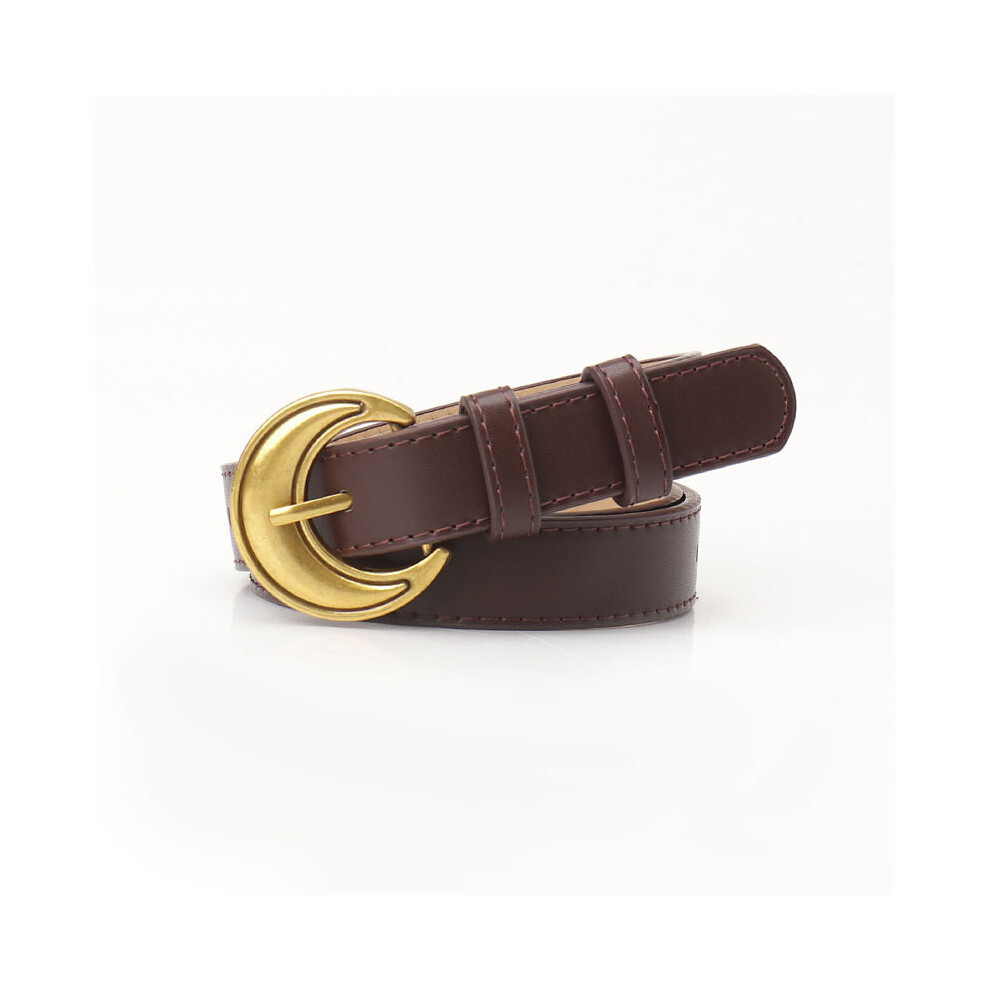 (Brown) Simple Shape Moon Women Versatile Waist Belt For Daily Casual Work Wear And-image-OPC-PHD2XC7-NEW