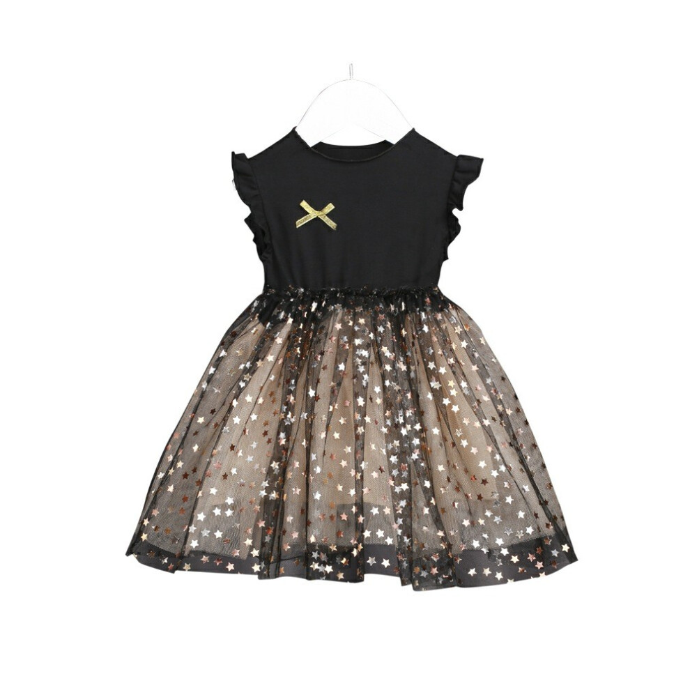 (100cm) Summer Girl Star Mesh Princess Dress With Chest Bow Design Toddlers Daily For-image-OPC-PHD59JB-NEW