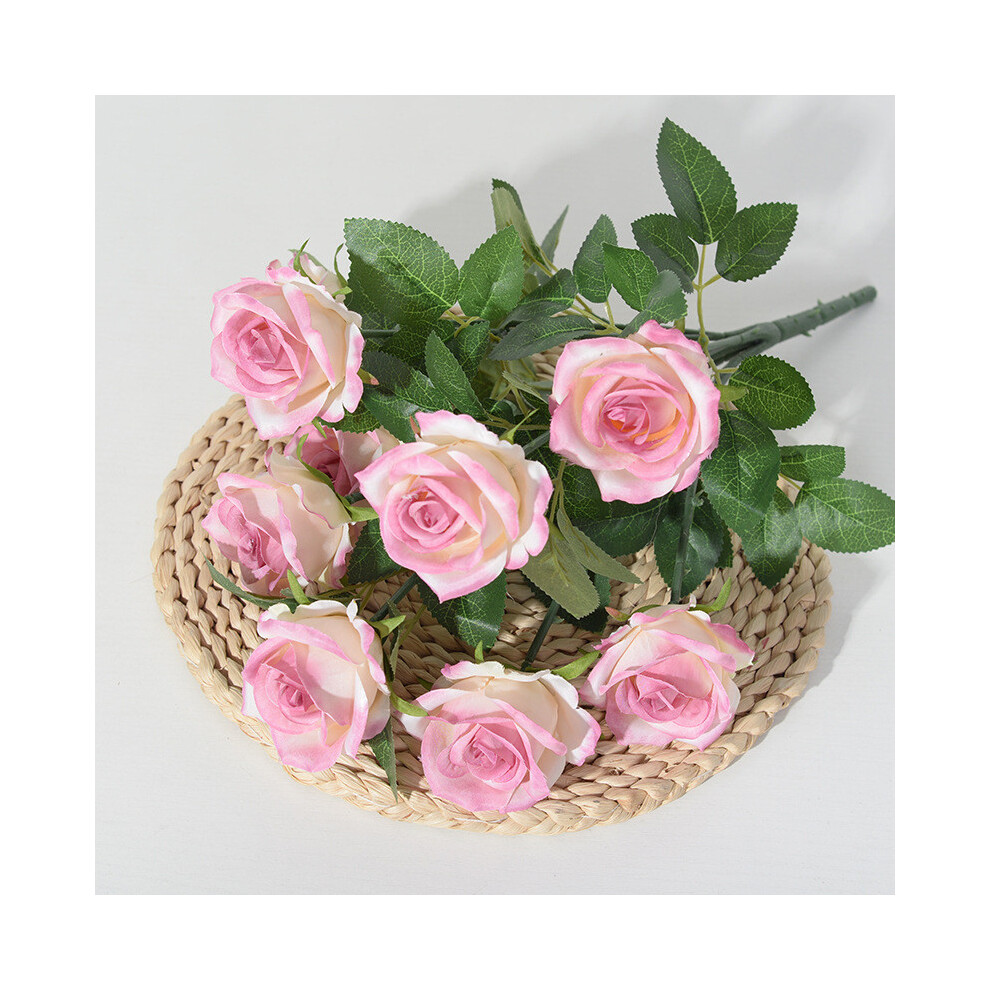 (Magenta) Bouquet Single Of Nine Head Roses Artificial Fake Flowers Wedding Home Decor And-image-OPC-PHD5BFP-NEW
