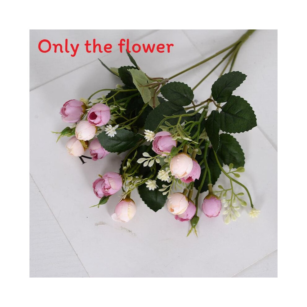(Pink) Small Simulated Rose Bouquet Multi Head Flower Bud Wedding Decoration Hotel Home-image-OPC-PHD5C2F-NEW