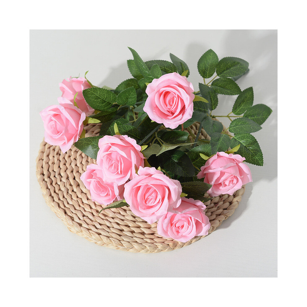 (Pink) Of Single Bouquet Nine Head Roses Artificial Fake Flowers Wedding Decor Home And-image-OPC-PHD5CD5-NEW