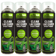 4 X AUTOTEK PROFESSIONAL CLEAR LACQUER SPRAY PAINT TOUGH DURABLE 500ML
