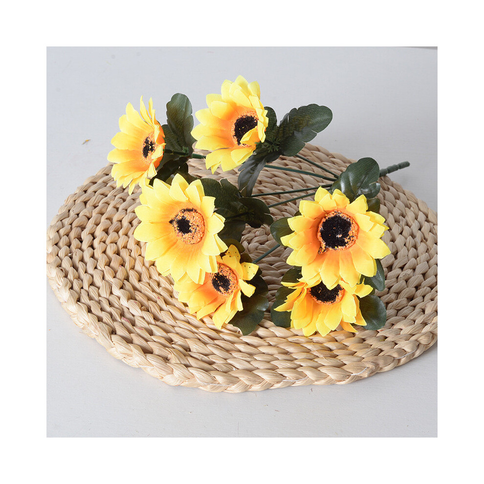 (Seven Sunflowers) Sunflowers Single Bouquet Artificial Flower For Wedding Home Decoration And-image-OPC-PHD5FKP-NEW