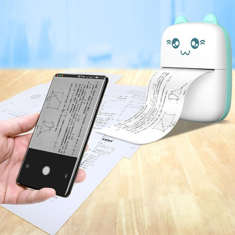 (blue) Mini Bluetooth Pocket Printer 200dpi Thermal Compatible for Journal, Organization, Study Notes, Working Assistance, Photos Printing
