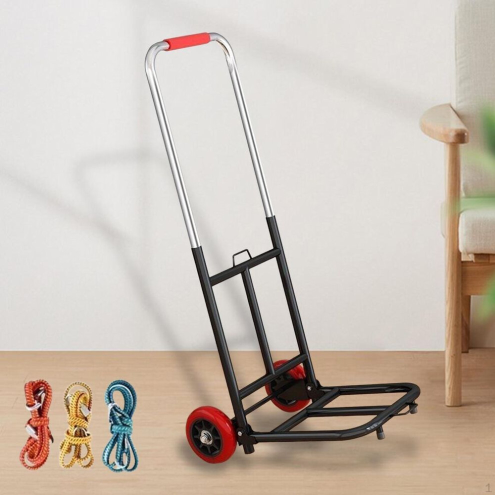 (as the picture, Pipe 22mm PU Wheel) Foldable Hand Truck Dolly Adjustable Handle Collapsible Trolley Cart Convenient for Couriers