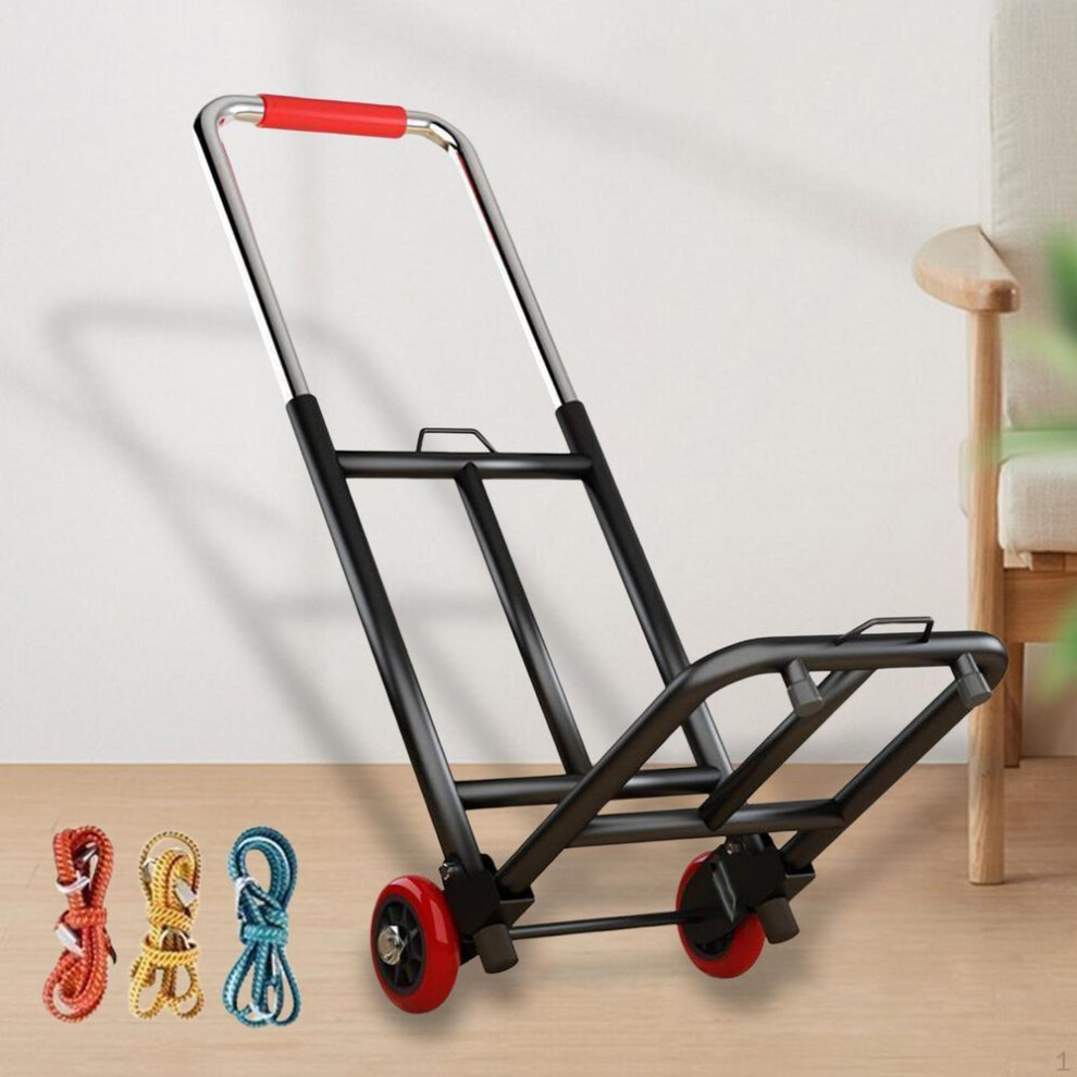 (as the picture, Pipe 28mm PU Wheel) Foldable Hand Truck Dolly Adjustable Handle Collapsible Trolley Cart Convenient for Couriers