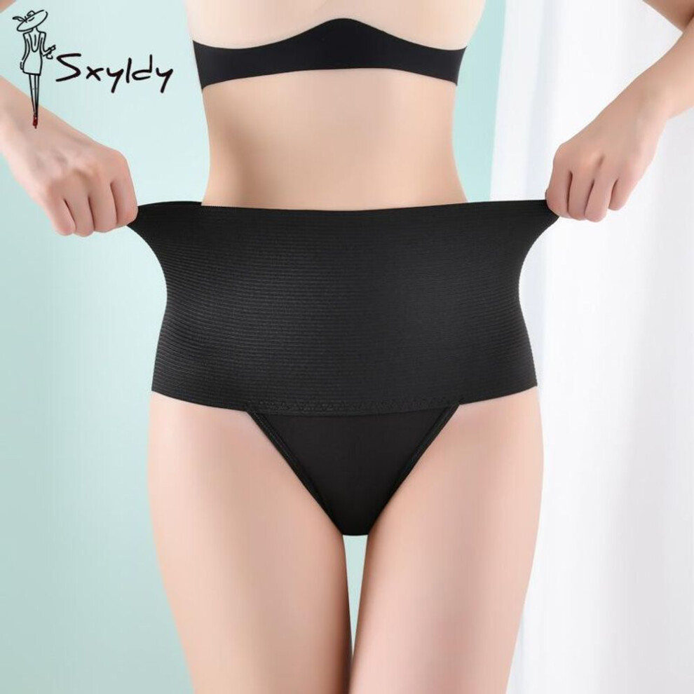 (black, L) Waist Trainer Belly Slimming Underwear High Waist Flat Belly Shaping Panties Elastic Shapewear Women's Thongs Lingerie