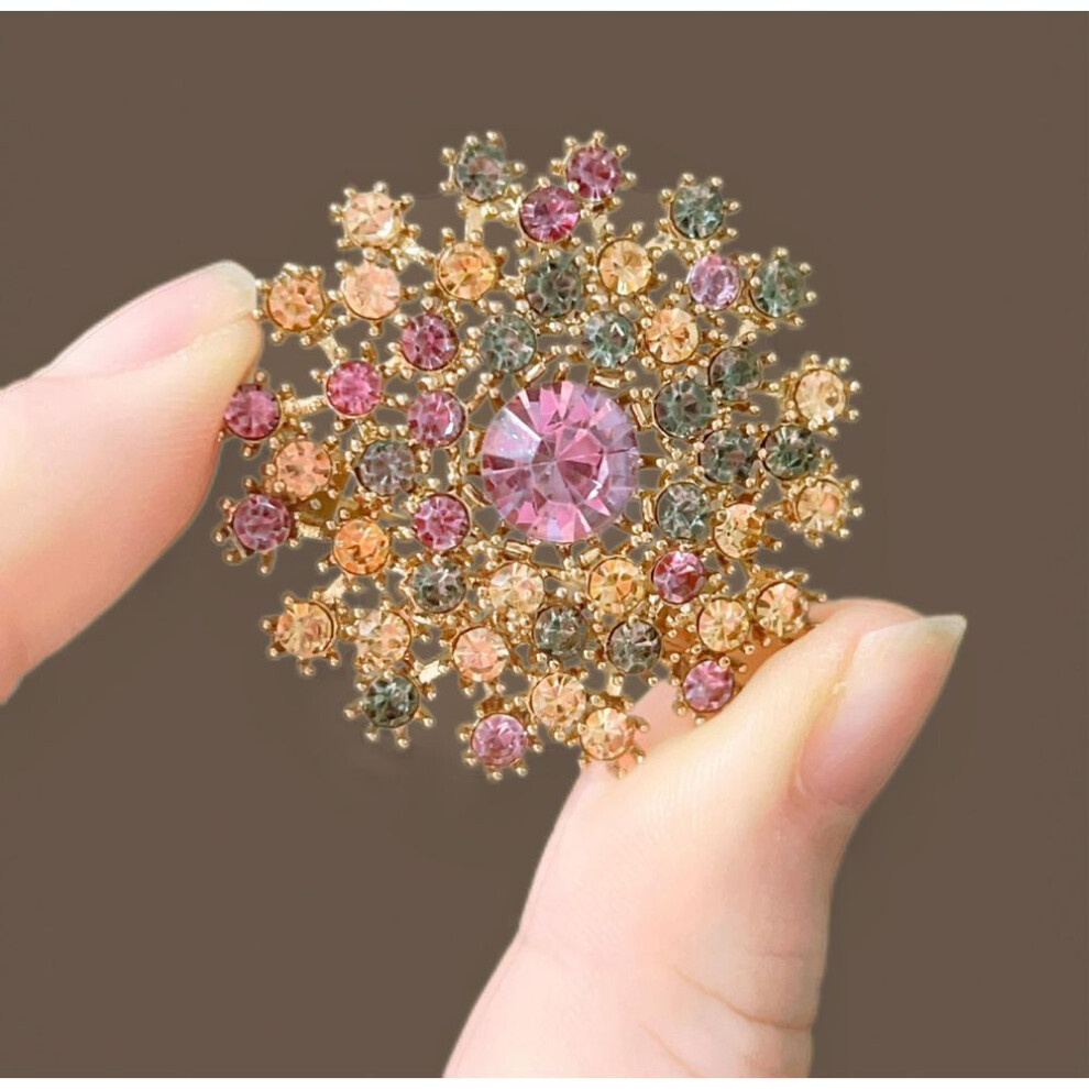 Luxurious Colored Diamond Dandelion Brooch - Elegant Women's Sweet Pin for Clothing