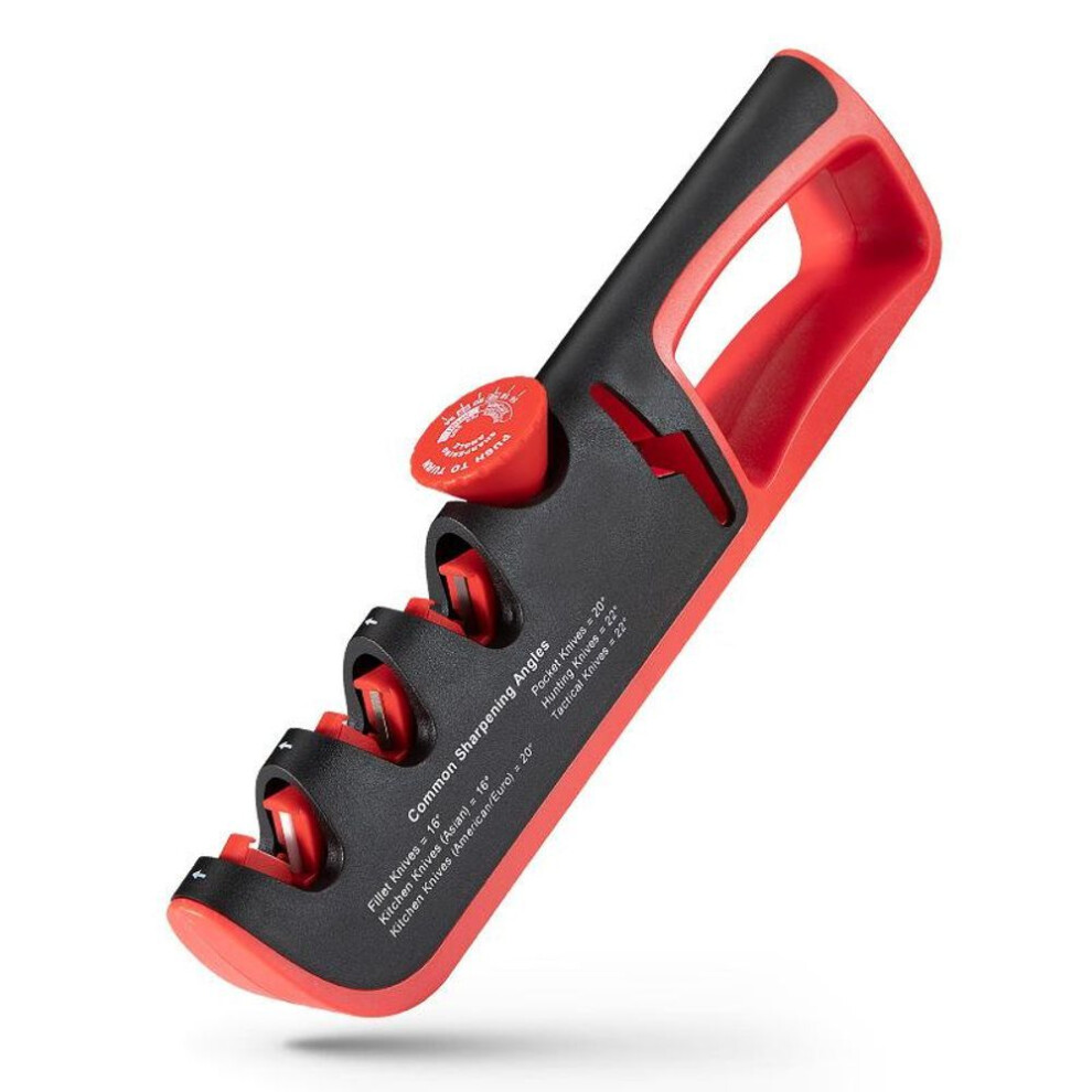 (red, L) Lmetjma Adjustable Angle Knife Sharpener 3 Stage Handheld Manual Sharpener Professional Knife Scissor Sharpening Stone Jt287