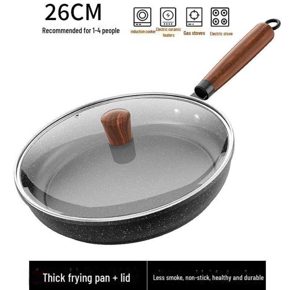 (as the picture, 26cm frying pan with lid) Non-Stick Medical Stone Frying Pan for Steak, Pancakes, and Omelettes