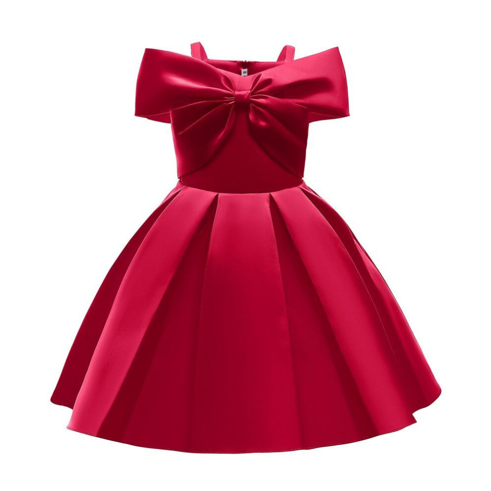 (red, 130) Pink Summer Princess Suspender Dress for Girls - Western Style