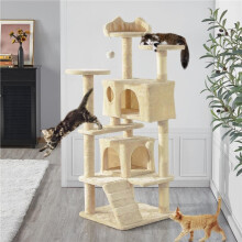 Large Cat Tree 135cm Cat Tower Scratching Posts Multi Level Kitten Tree House Tower