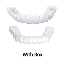 (Upper Lower Set 2)Snap On Fake Teeth Upper Lower Dental Veneers Denture Tooth Cover Simulation Set