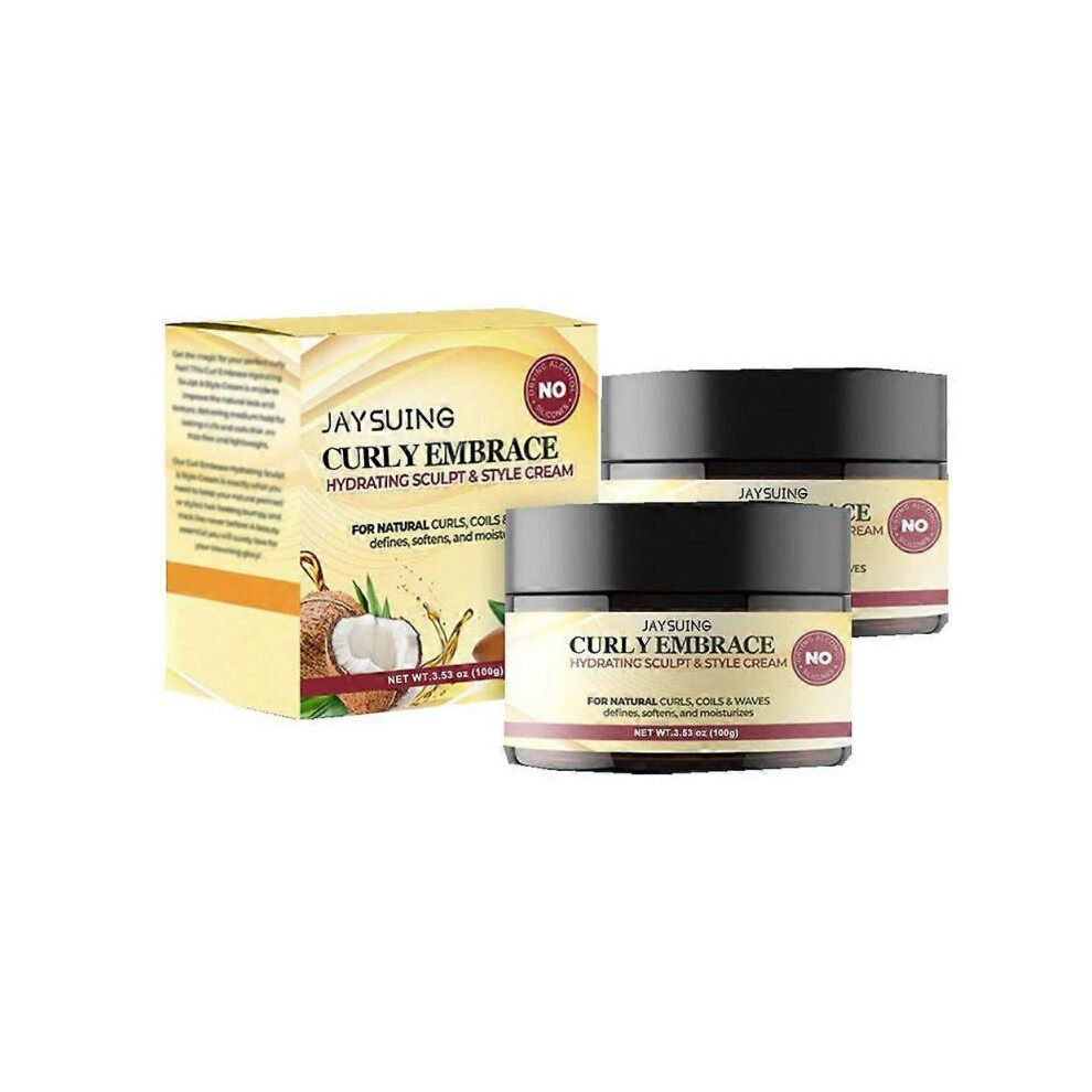 2pcs Crème de bouclage pour cheveux Curly Hair Enhancer Hydratant Frizzy Styling Wavy Wigs Enhance Smooth Nourishing Curl Boost Defining Cream
