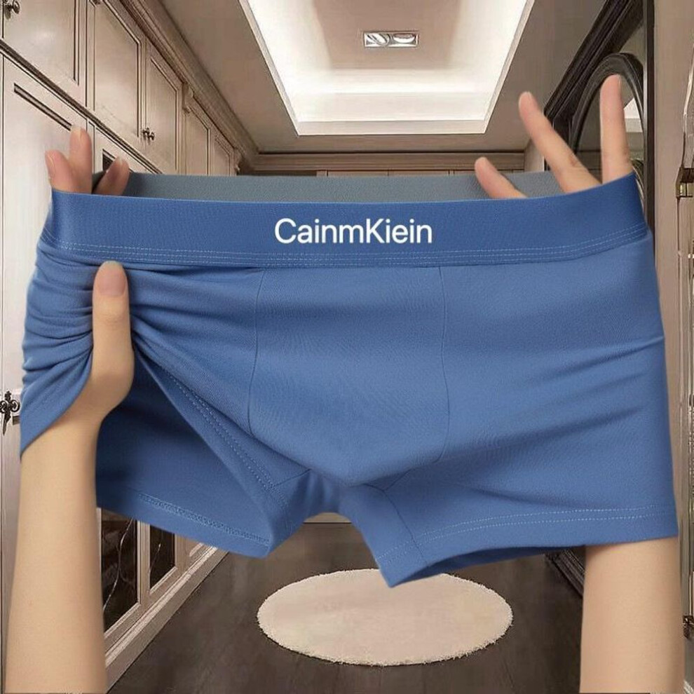 (blue, 3XL 70-80 kg) "Men's Solid Color Soft Boxer Briefs - Comfortable & Trendy