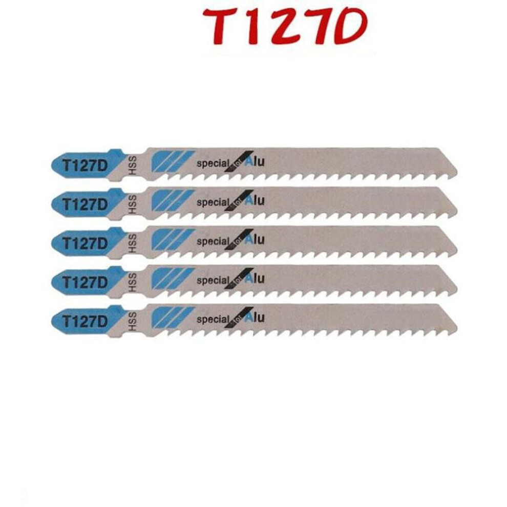 (as the picture, T127D 5PCS) 5/10pcs Jigsaw Blades Set T-Shaft HCS Assorted Jig Saw Blades for Wood Plastic and Metal Cutting for Black & Decker Metabo