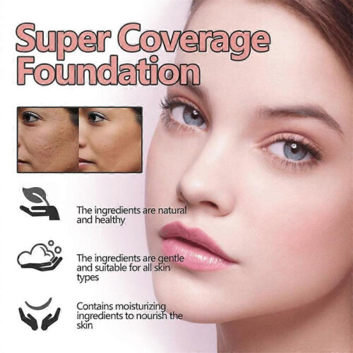 (1pcs) 1-3pcs Super Coverage Foundation with Buffing Brush, Super Coverage Foundation 1