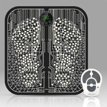 (with Remote Control, black) EMS Foot Massager Mat Electric Pad Blood Muscle Circulation Relief Pain LED USB