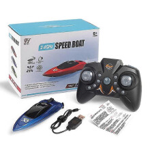 (blue) Creative Mini 2.4G Ultra-small Remote Control Boat 360 Roll Electric Remote