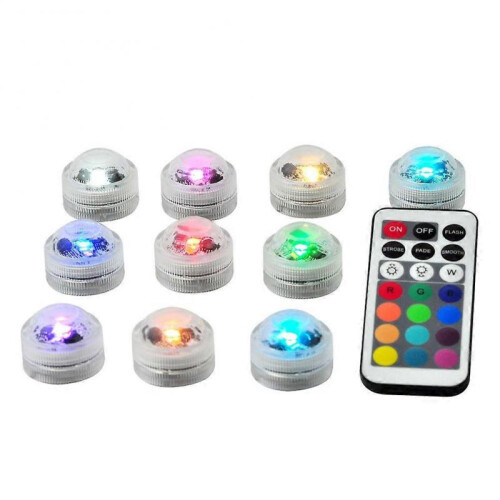(10pcs) Multicolor Car Interior Accessories Atmosphere LED Lights Lamp W/ Remote Control