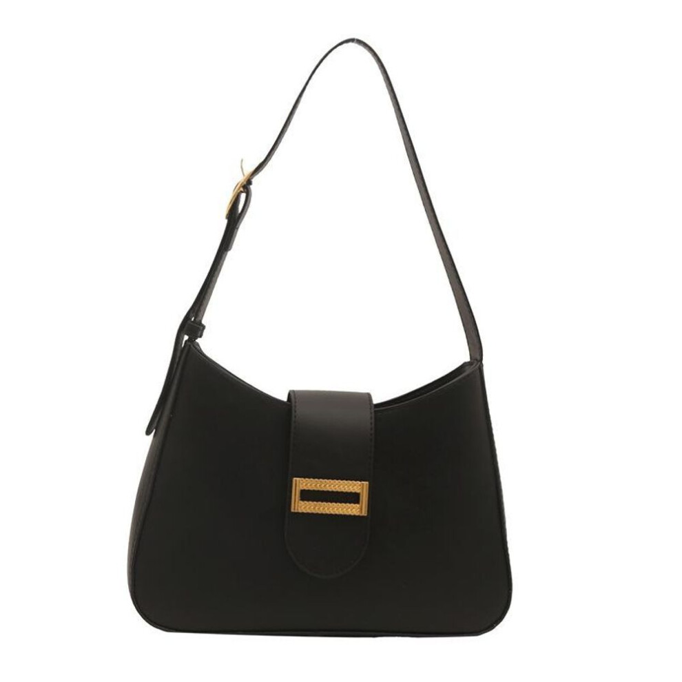 (black) Fashion Pu Bag Shoulder Bag Texture Foreign Style Handbag Retro Small Square Bag Trend Versatile Messenger Bag