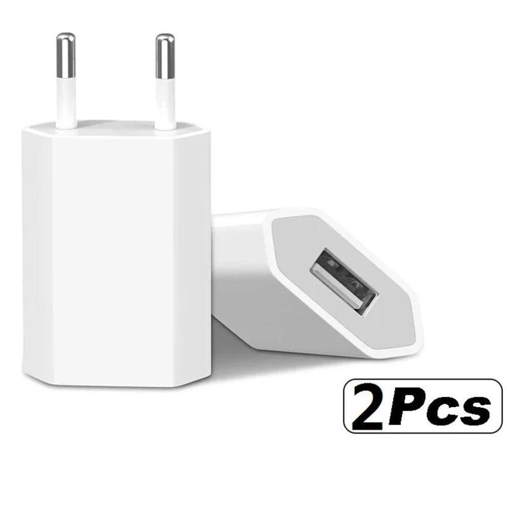 (2PCS EU) 2-5PCs 5V 1A Eu AC Home Travel USB Wall Charger For IPhone 6 7 8 plus x xr 11 12 13 14