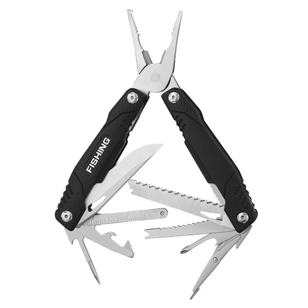 (Silver) Multitool Fishing Plier Wire Cutter Outdoor Edc Manual Tool Multifunctional Clamp Camping Folding Pocket Knife Cutting Pliers 4259603065190