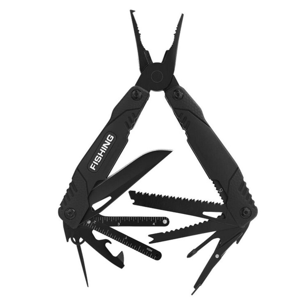 (Black) Multitool Fishing Plier Wire Cutter Outdoor Edc Manual Tool Multifunctional Clamp Camping Folding Pocket Knife Cutting Pliers 4259603071092