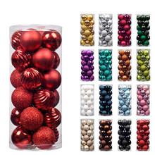 (1.57",Red)24pc Christmas Ball Ornaments Xmas Tree Decorations Shatterproof Hooks Baubles
