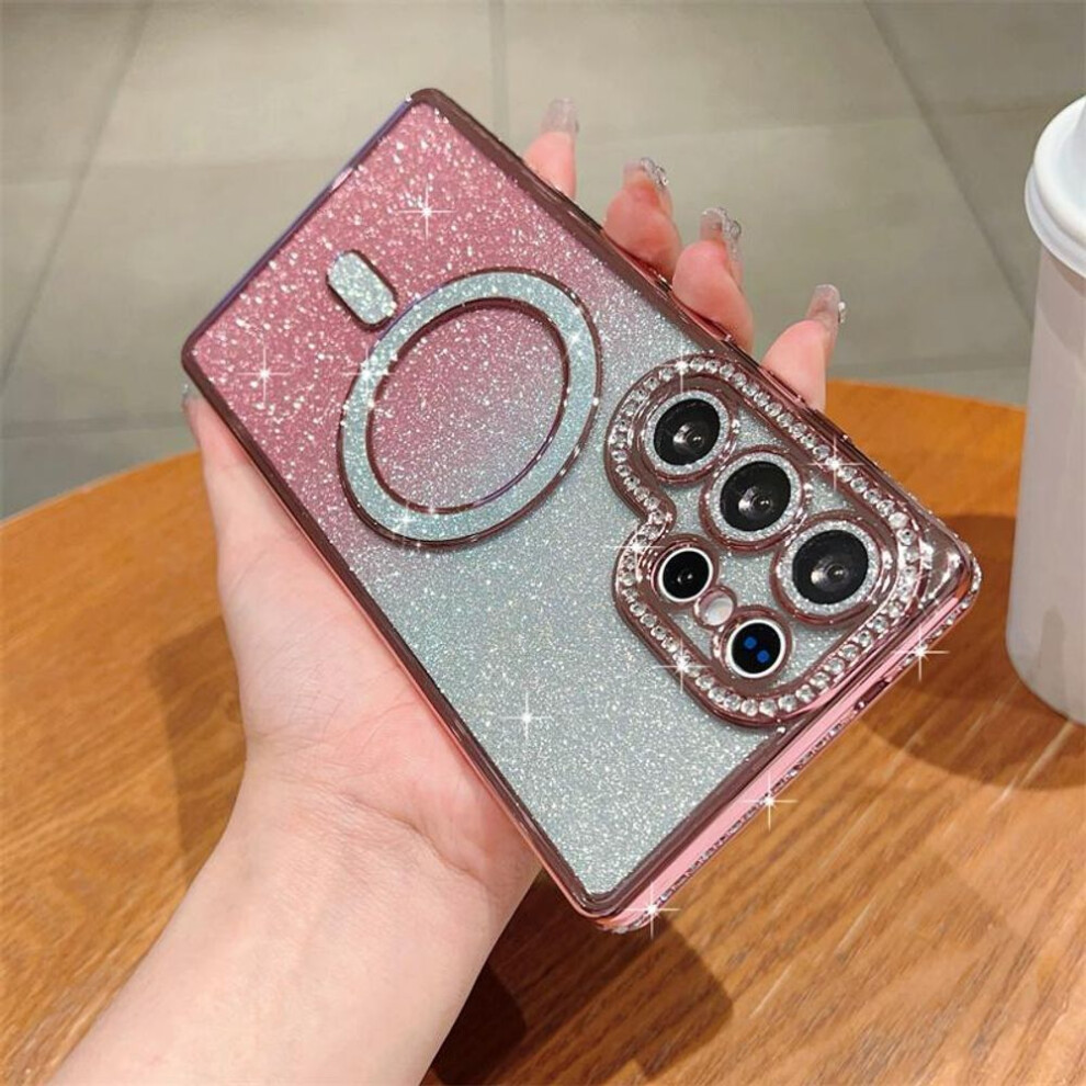 (pink, iPhone 16) Glitter Magnetic Bling Diamond Cover for Samsung Galaxy S25 Ultra S24 FE A56 A36 A26 A16 A55 A35 A25 A15 A54 Case iPhone 16 15 Plus 14 13 Pro Max Case