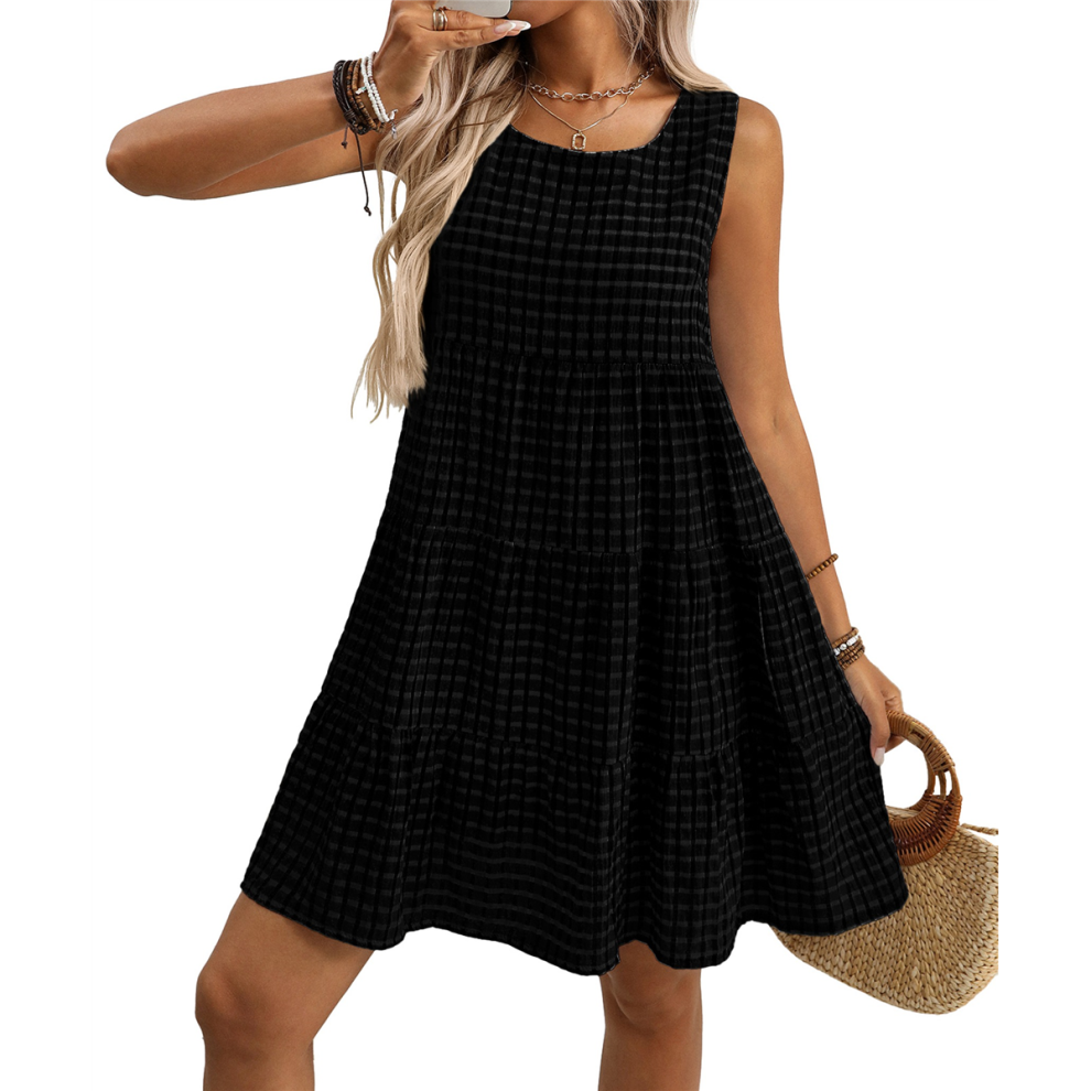 Abiti Estivi Da Donna 2025, Larghi, Casual, Prendisole, Copricostume, Abito Senza Maniche Fluido, Nero, Taglia L-image