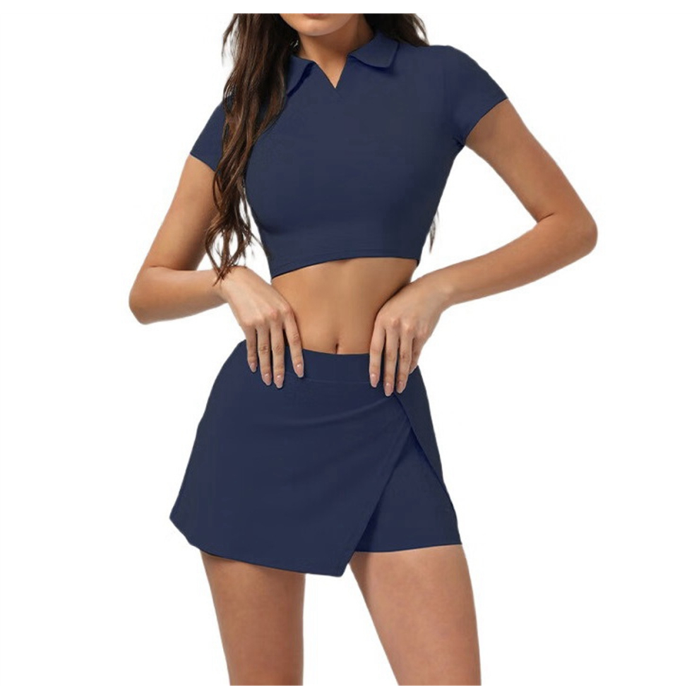 Robe de tennis 2 pièces pour femme, tenue d'entraînement athlétique à manches courtes avec short, taille M