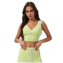Sport crop top voor dames V-hals mouwloos voorgevormde bh workout yoga matcha groen maat S