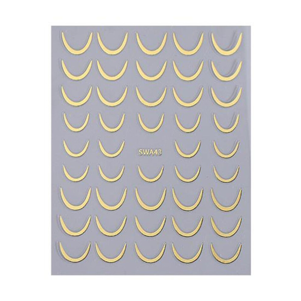 (golden) 1 Sheet Crescent Moon Nail Art Sticker Waterproof Self-adhesive Golden Silver-color Waning Moon Women Fake Nail Decoration Decal