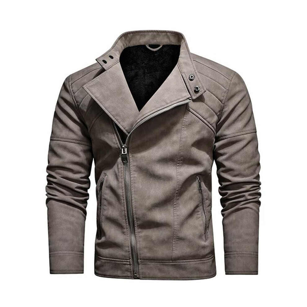 (khaki, XL) 2025 Military Leather Jacket Men Winter Fleece Warm Zipper Motorcycle Coats Mens Fashion New Biker Pu Jackets Slim Overcoat