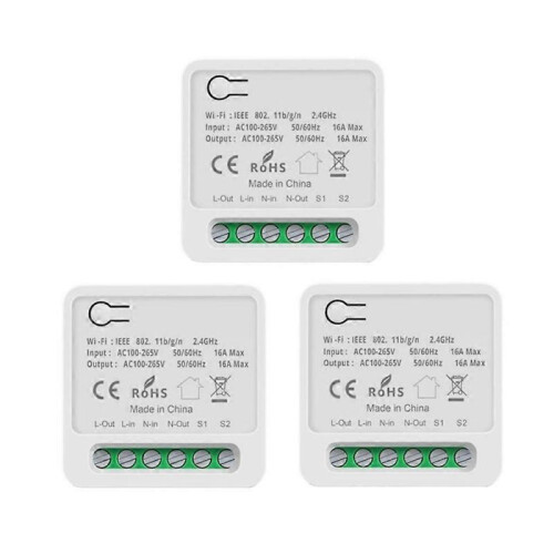 3pcs TUYA WIFI Smart Circuit Breaker16A 2-way Control Wireless Remote Control Switch by APP Relay Loop Smart Breaker