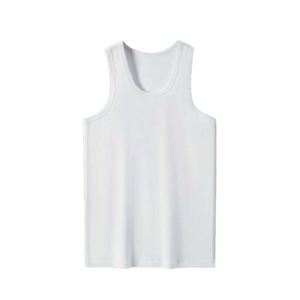 (white, L) Men Vest Crew Neck Sleeveless Slim Fit Tank Tops Solid Color Quick-Drying Tee Shirt Outdoor Street Wear