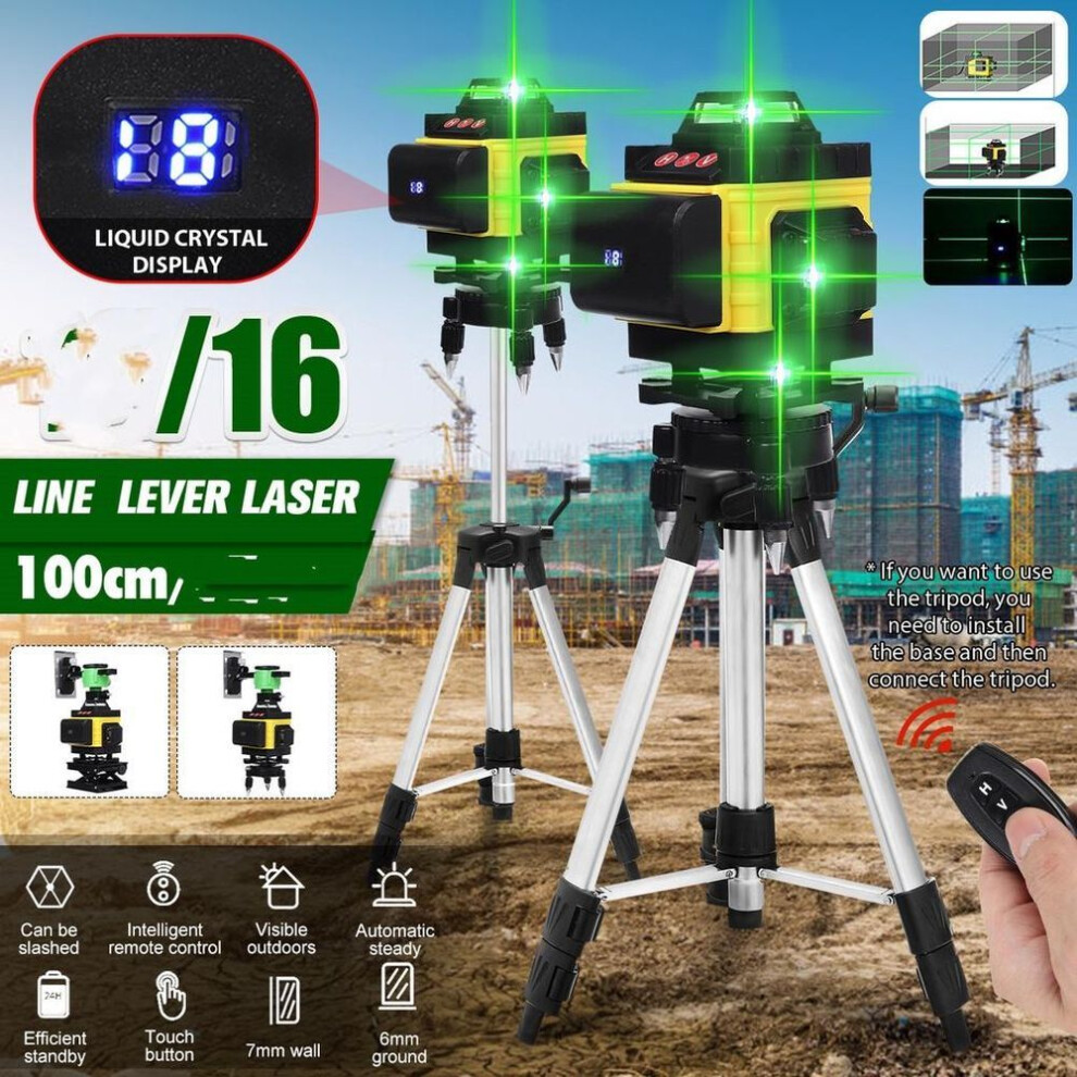 12/16 Lines Self-Leveling 4D Laser Level 360 Horizontal&Vertical Floor Wall Powerful Green Beam Laser Levels with Tripod