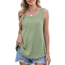 Canotte da donna, tuniche senza maniche, camicie estive, moda basic, abiti morbidi 2025, abiti casual alla moda, verde L
