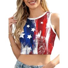 Canottiera corta con bandiera americana USA per cosplayer, da donna, con scritta "T-shirt patriottica per il 4 luglio", B298-1004 XL