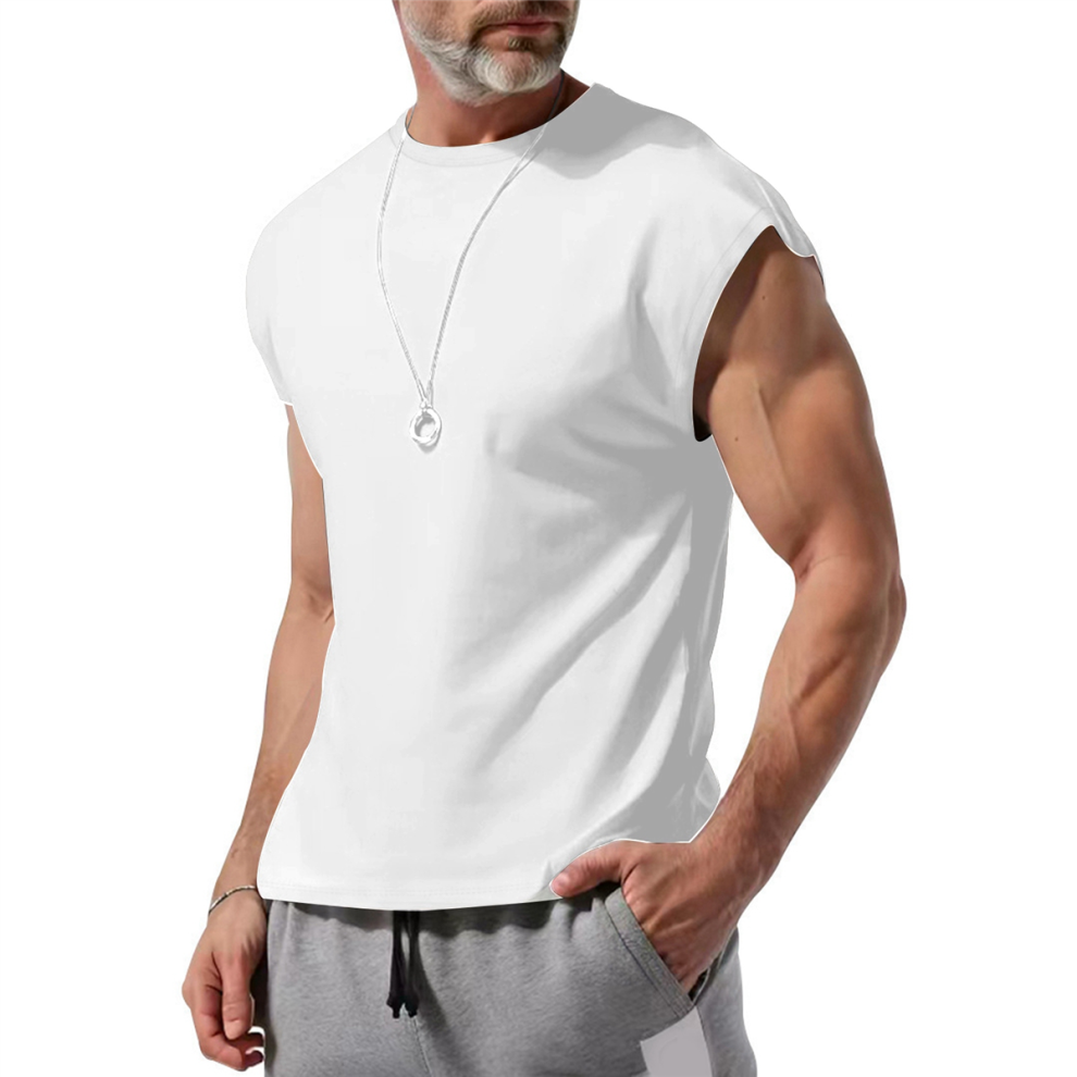 Débardeur d'entraînement pour homme, t-shirt athlétique sans manches, respirant, pour le sport, la course à pied, la gym, blanc, taille XL