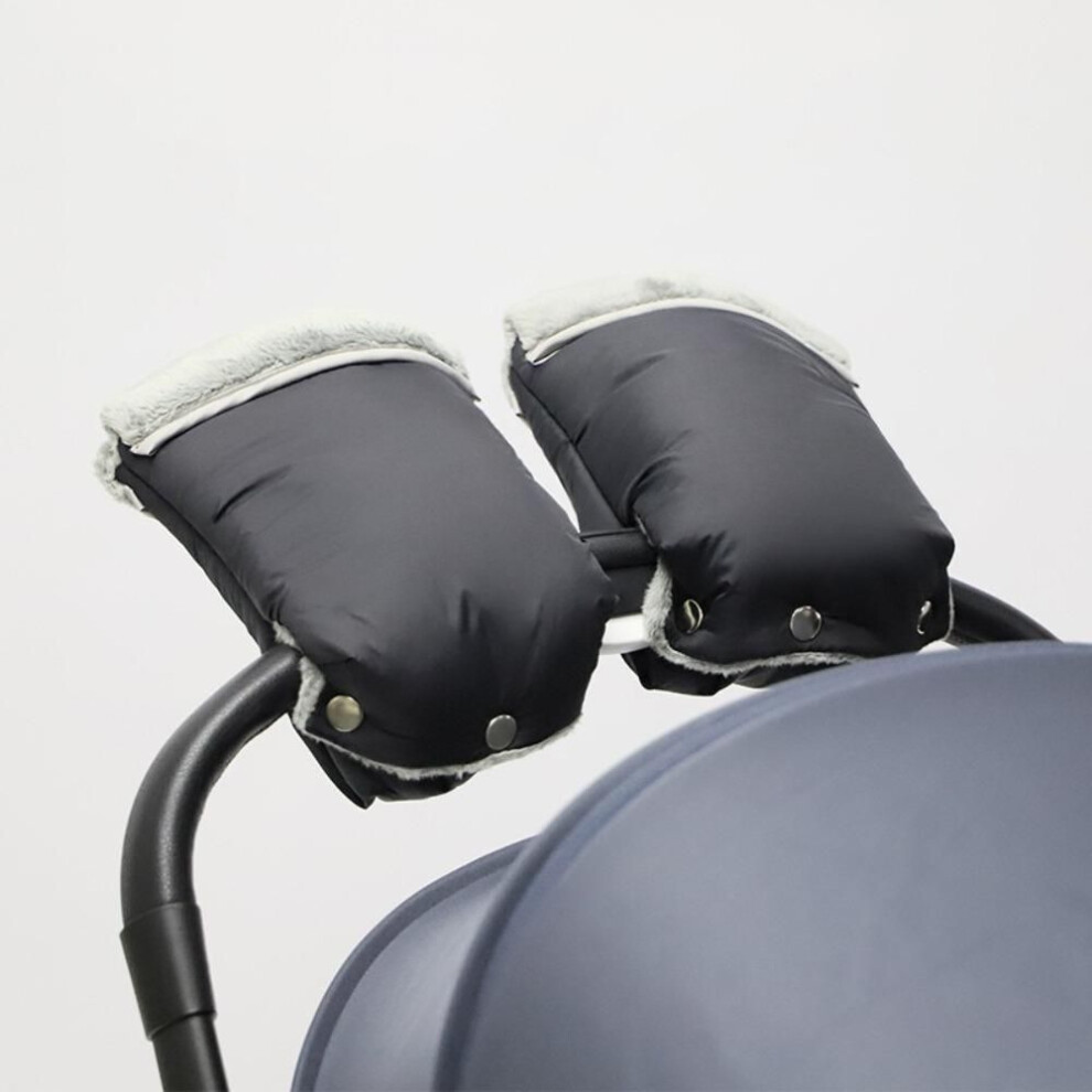 (black) Thick Stroller Mittens Warm Hand Warmer 2024 Baby Stroller Hand Muff for 2PCS