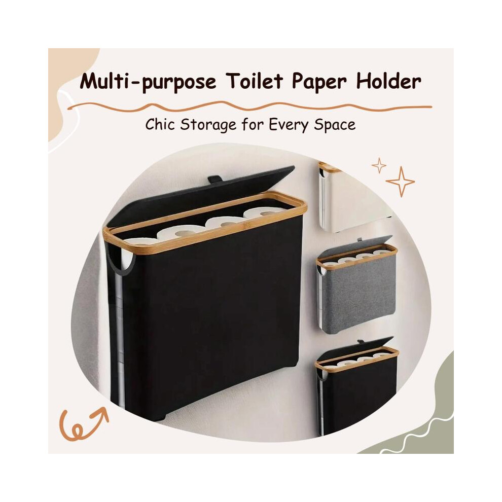 (Black, 1pc) Toilet Paper Holder Storage Box, 1 Piece Multi-purpose Bathroom Organizer with Lid, Home Organizer for Bathroom, Office, Laundry Room, Bo-image-OPC-PHD6RRW-NEW