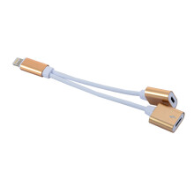 (Gold)Adaptateur 2en1 Double Lightnin Chargeur Audio Splitter Séparateur Câble