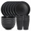 (Black, 18pcs/set for 6 people) Tableware Set, Tableware Set for Kitchen Dining Room, Modern Home Containers, Kitchen Kitchenware Supplies, Dinnerware Sets, Porcelain Dinnerware Set 1
