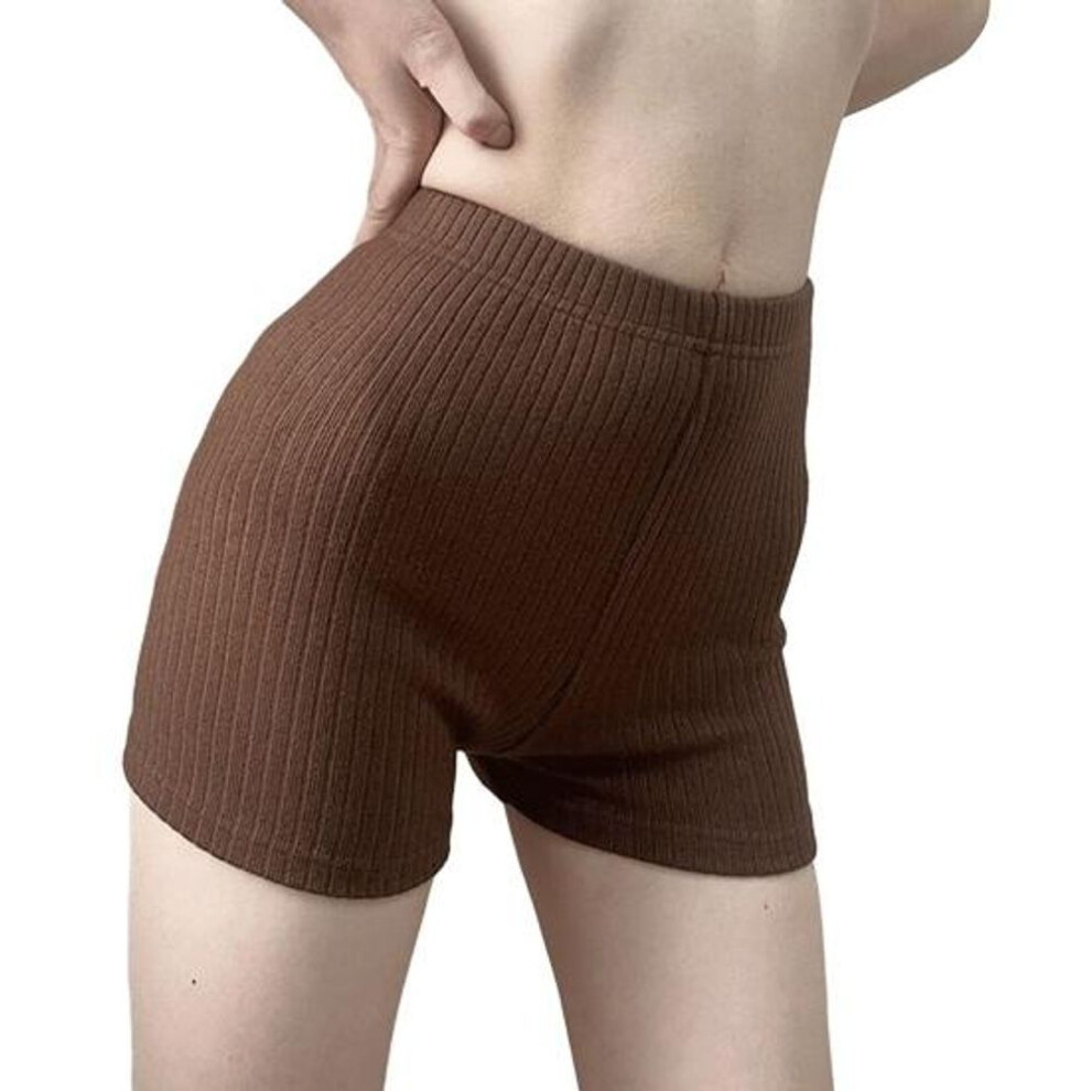 (coffee, XL) Women Yoga Shorts High Waist Slim Buttocks Lifted Gym Shorts Sexy Solid