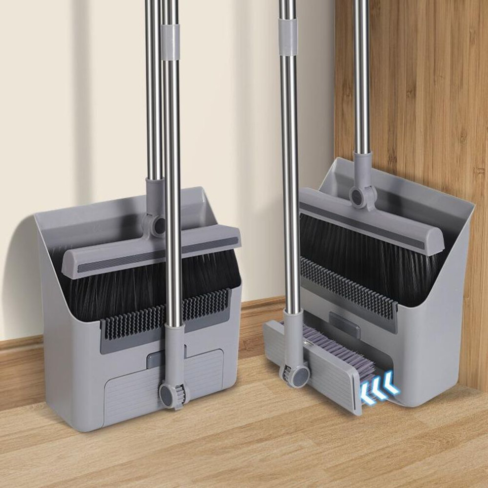 (grey) 3 in 1 Set Broom Dustpan Floor Brush Set, Long Handle Sweeping Broom, Floor Scrub Brush, Dustpan With Comb Tooth, Household Floor Cleaning Tools