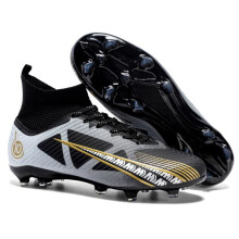 (zwart, goud, 39) 33-46 Heren Grote Maat Hoge Voetbalschoenen Lange Nagels Antislip TPR Kunstgras Kindervoetbalschoenen
