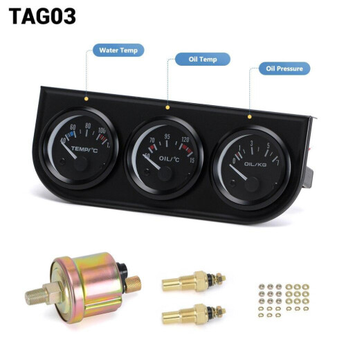 (TAG03) 52 mm elektrische drievoudige kit (voltmeter + olietemperatuurmeter + oliedrukmeter) sensor