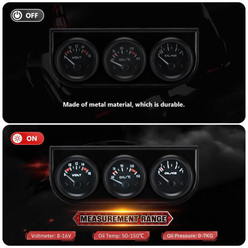 (TAG03) 52 mm elektrische drievoudige kit (voltmeter + olietemperatuurmeter + oliedrukmeter) sensor 1